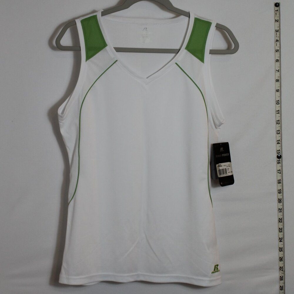 Russell Athletic Stretch-Power Vintage early 2000s BNWT‎ green and white tank L